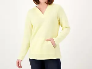 Maglione con cappuccio Denim & Co. French Notch Testurizzato Collo - Giallo pallido, Piccolo - Foto 1 di 1