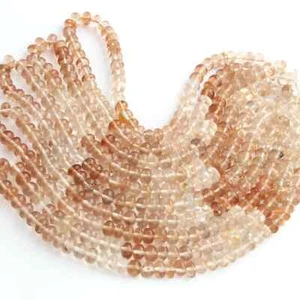 1 Strand Imperial topaz Smooth Roundelles -Semi Precious Gemstone Beads - 7mm 16 - Picture 1 of 3