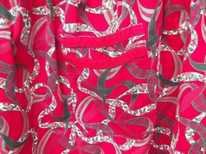 Vintage Christmas Print Apron Printed Ribbons Red & Green AP75 - Picture 1 of 10