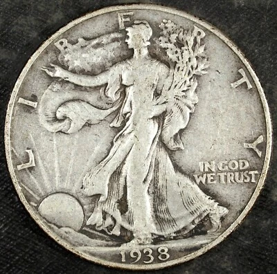 1938 P Walking Liberty Silver Half Dollar ☆☆ Circulated ☆☆ Great Set Filler 202 - Image 1 of 2