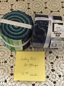 100% Cotton Fabric Roll 20 Strips 10 Designs-2 each 2.5"x42" Jelly Roll $10.00ea - Picture 1 of 12