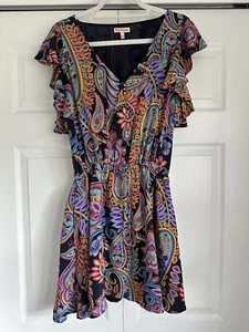 Juicy Couture Silk Dress 4 Colorful Floral Paisley Print Dress Flutter Sleeve - Picture 1 of 8