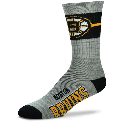 Boston Bruins Hockey Gray RMC Deuce Band Crew Socks Cover