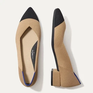 Rothy's The High Point Wren Cap Toe Tan/Black Pump Size 10.5 - Picture 1 of 17
