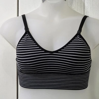 Leading Lady The Danika Black Striped Seamless Wire Free Nursing Sports Bra XL - Image 1 of 4