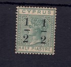 CYPRUS Scott # 26 MINT / F-VF / Hinged 1/2 Piastre Queen Victoria; SCV $600.00