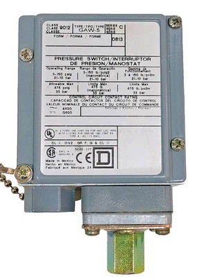 *NEW NO BOX* SQUARE D GAW-5 PRESSURE SWITCH CLASS 9012 - Image 1 of 4