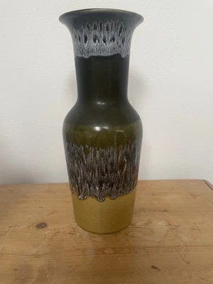 Vintage Kingston Pottery hull Vase green fat lava, drip glaze 70's Retro Pot - Image 1 of 4