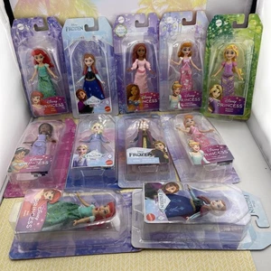 Lote de 11 mini princesas Disney de 3 pulgadas Ariel Cenicienta Jazmín Rapunzel Anna Elsa - Imagen 1 de 6