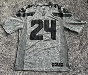 Seattle Seahawks Marshawn Lynch #24 Large Men’s Gray Alternate Nike Jersey NFL - Picture 1 of 10