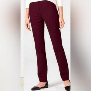 EUC J.Jill Damen Ponte Strick Pull On Slim Leg Burgunderrot Weinrot Hose - M - Bild 1 von 8