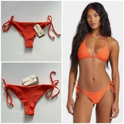 Bikini Billabong Tanlines Tie Side Tanga Parte Inferior Verano Colorido Naranja Grande Nuevo con Etiquetas Foto 1 de 4
