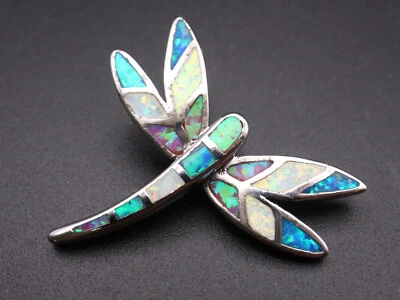 GOLDJUNGE69 * SET - LIBELLE - BUNT ANHÄNGER , FEUEROPAL & SILBERKETTE 925 Sterli - Bild 1 von 4