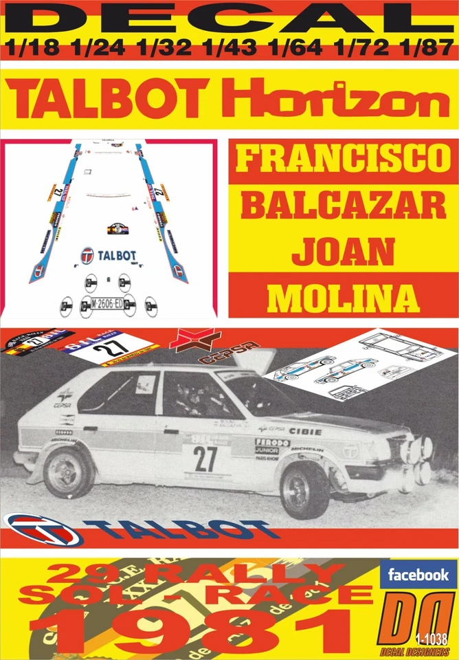 DECAL TALBOT HORIZON FRANCISCO BALCAZAR R.SOL RACE 1981 8th (08) - Image 1 of 1