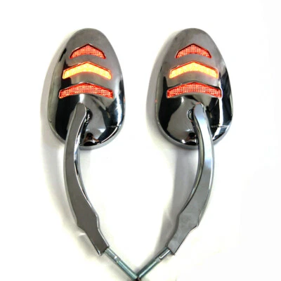 Последовательные хромированные светодиодные зеркала указателей поворота для мотоциклов Harley Dyna Road King - Изображение 1 из 4