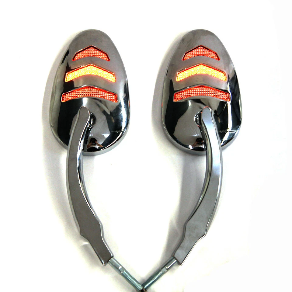 Espejos retrovisores LED secuenciales cromados para motocicleta Harley Dyna Road King Foto 1 de 4