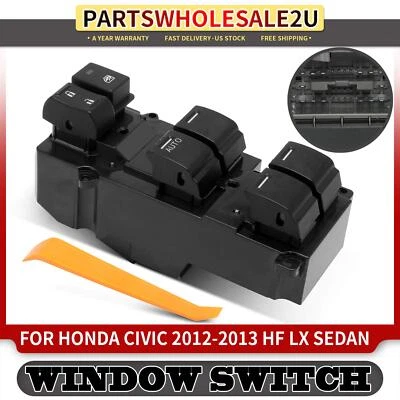 Interruptor de ventana eléctrica del conductor delantero izquierdo para Honda Civic 2012-2013 hoja y pasador Foto 1 de 4