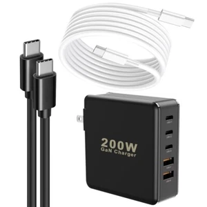 GaN 200W Wall Charger Quick Charging QC PD Type C 5 USB Power Adapter USA Seller - Picture 1 of 1