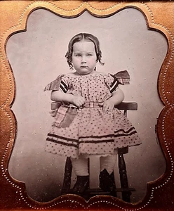 RARE 1/6 PLATE AMBROTYPE - VERY SWEET GIRL  IN A PINK DRESS - INSIDE A FULL CASE - Picture 1 of 3