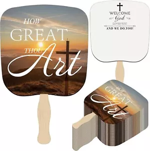 25 Pcs Church Fans How Great Thou Art Hand Held Fans Christian Paper Cardboard - Picture 1 of 3