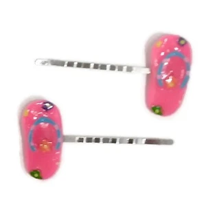 Flip Flop Schuhe PINK Handarbeit Bobby Pin Haarspangen - 2er Set - Bild 1 von 3