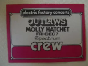 Outlaws/Molly Hatchet 1979 - satin crew pass - Spectrum Philly - Picture 1 of 1