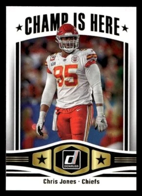 CHRIS JONES 2023 Panini Donruss Football Chiefs Super Bowl Champion Insert - Image 1 of 2