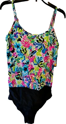 Nuevo con etiquetas Traje de baño Caribbean Joe de una pieza para mujer talla 10 floral Precio de venta sugerido por el fabricante 54 USD Foto 1 de 4