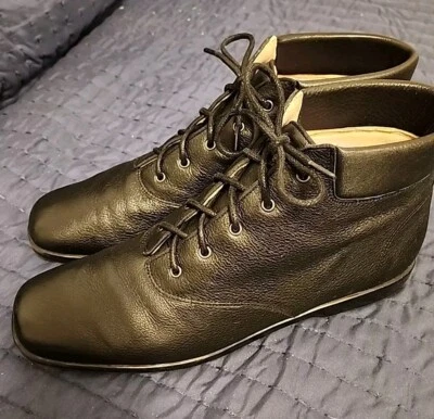 BOTINES ROS HOMMERSON MUJER TALLA 9.5 SS CUERO NEGRO cordones planos GÓTICO  Foto 1 de 4