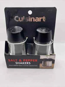 NEU Cuisinart Schwarz Salz und Pfefferstreuer Set Glasboden ~ 4" Hoch Neu - Bild 1 von 2