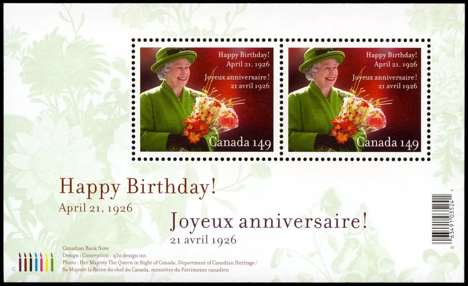 Canada Stamps -Souvenir Sheet -2006, Queen Elizabeth II, 80th Birthday #2150 MNH - Image 1 of 1