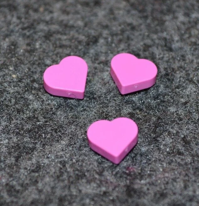 (3) Ladrillo azulejo acabado liso en forma de corazón rosa oscuro 1x1 - NUEVAS piezas Lego Foto 1 de 1
