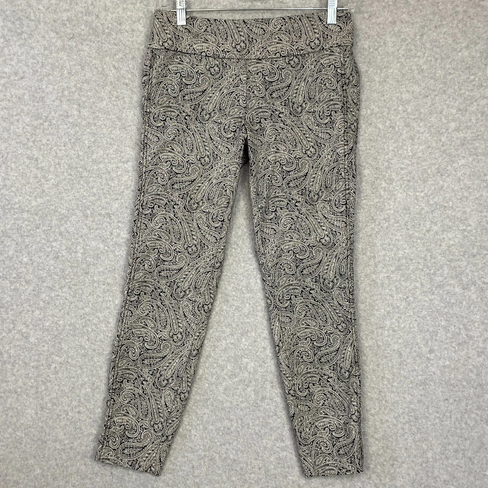 New York & Co Pants Womens S Gray Black Paisley Pull On Ankle Mid Rise Stretch - Image 1 of 4