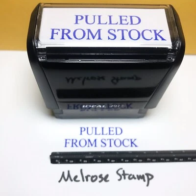 Pulled From Stock Rubber Stamp Blue Ink Self Inking Ideal 4913 - Image 1 of 4