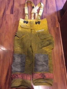 Firefighter RamWear Brand Turnout Pants 40x28 1994 Orange Trim BiB W Suspenders - Picture 1 of 12
