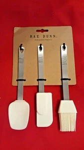 Rae Dunn 3 Mini Utensils FLIP MIX BASTE White 🎁Stainless Steel Spatula & Brush - Picture 1 of 2