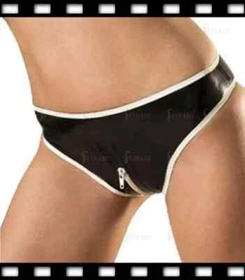 Latex Briefs Women Underwear 2 Way Zip Shorts Sexy Clubwear Customized .4mm XL - Image 1 of 3