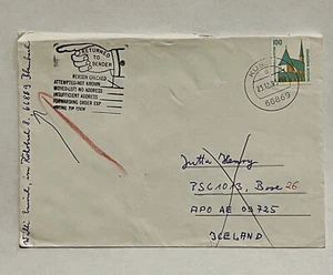 INTERESTING COVER FROM GERMANY BUNDESPOST SENT TO ICELAND RETURNED TO SENDER - Picture 1 of 3