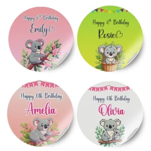 Diseño Koala Personalizado Cualquier Nombre Cumpleaños Pegatinas Fiesta Decoración Etiqueta 47 - Imagen 1 de 11