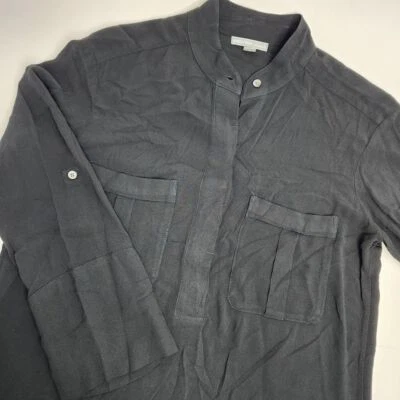 Blusa para mujer James Perse talla 0 XS negra con botones viscosa ropa de oficina Foto 1 de 4