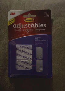 Brand New Command Adjustable Repositionable Refill Strips, 12/Pack - Imagen 1 de 3