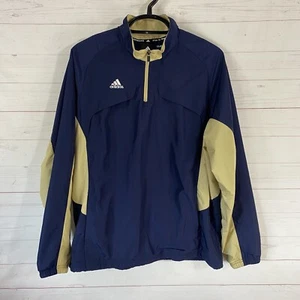 Adidas Mens Climaproof 1/4 Zip Vented Pullover Windbreaker Sz L Blue Gold/Beige - Picture 1 of 9