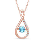 Infinity Motion Pendant Necklace Simulated Birthstone 14K Rose Gold Plated