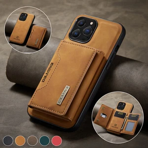 For iPhone 15 14 13 12 11 Pro Max Magnetic PU Leather Wallet Card Holders Case - Picture 1 of 36