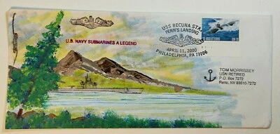 2000 USS Becuna Penn's Landing Hand Painted Morrissey Cachet #3372 April 11 2000 - Image 1 of 2
