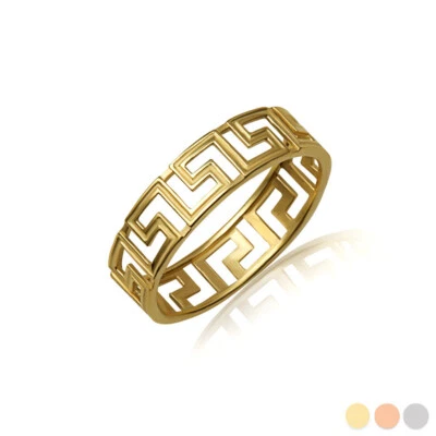Gold Greek Key Eternity Band Ring (Available in Yellow/Rose/White Gold) - Image 1 of 4