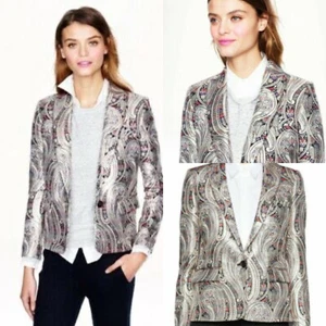 Blazer J.CREW COLLECTION Talla 4 Rylan en estilo jacquard paisley dorado 07804 - Imagen 1 de 11
