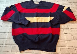 Vintage Lord Jeff The Whaler Pullover Herren L gerippt rot gelb blau gestreift hergestellt in den USA - Bild 1 von 6