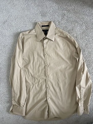 Camisa de vestir EXPRESS para hombre elástica color tostado crema con botones talla L Foto 1 de 4
