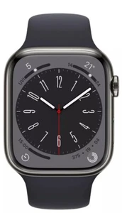 Apple Watch Series 8, 45 mm, EDELSTAHL Mitternacht/Graphit WIE NEU! GARANTIE - Afbeelding 1 van 6